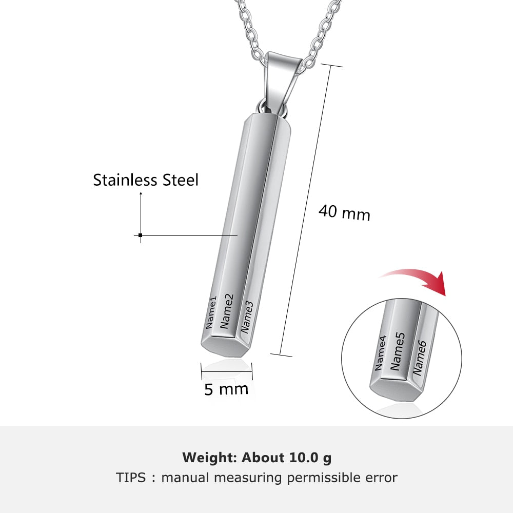Personalized Stainless Steel Vertical Bar Necklace-Florence Scovel