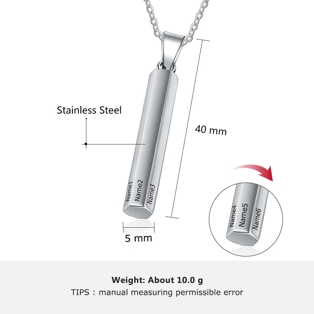 Personalized Stainless Steel Vertical Bar Necklace-Florence Scovel