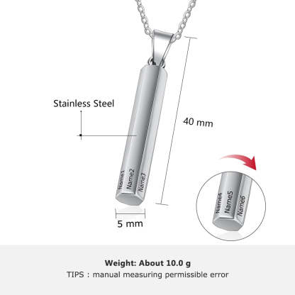 Personalized Stainless Steel Vertical Bar Necklace-Florence Scovel