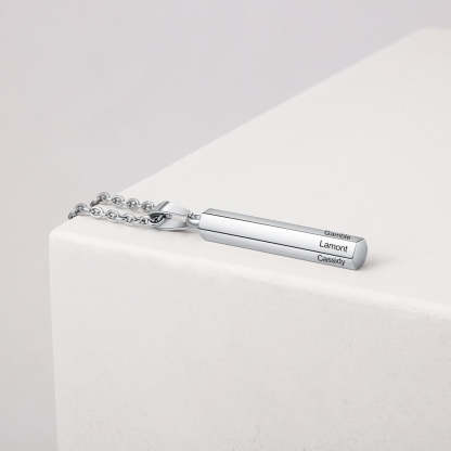 Personalized Stainless Steel Vertical Bar Necklace-Florence Scovel