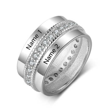 Fashion Personalized Engraved Name Rings for Women Customized Anniversary Engagement Ring with Cubic Zirconia Jewelry Gifts-Florence Scovel