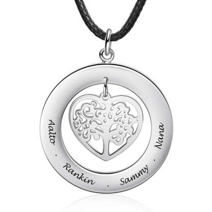Customized Stainless Steel Tree of Life Men Necklace Personalized Family Names Engrave Pendant for Men Fathers Day Gift-Florence Scovel