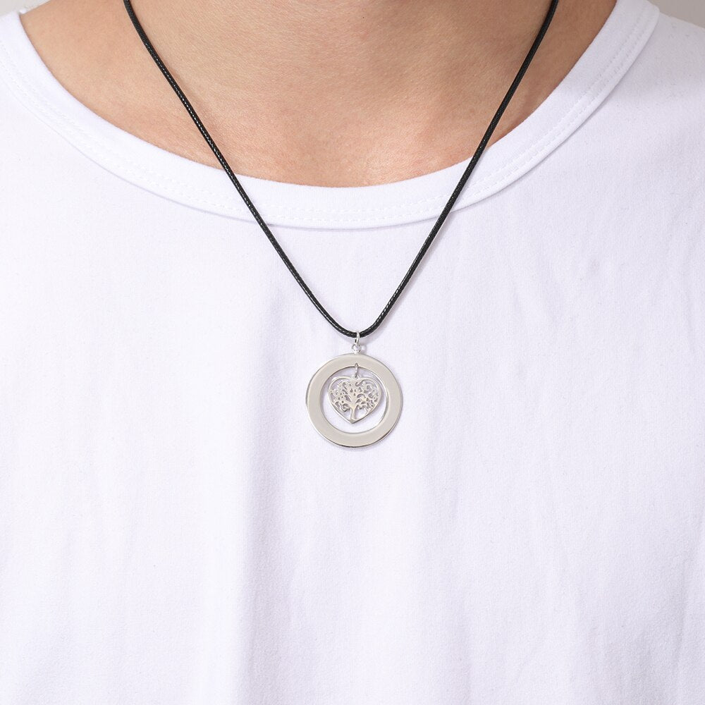 Customized Stainless Steel Tree of Life Men Necklace Personalized Family Names Engrave Pendant for Men Fathers Day Gift-Florence Scovel