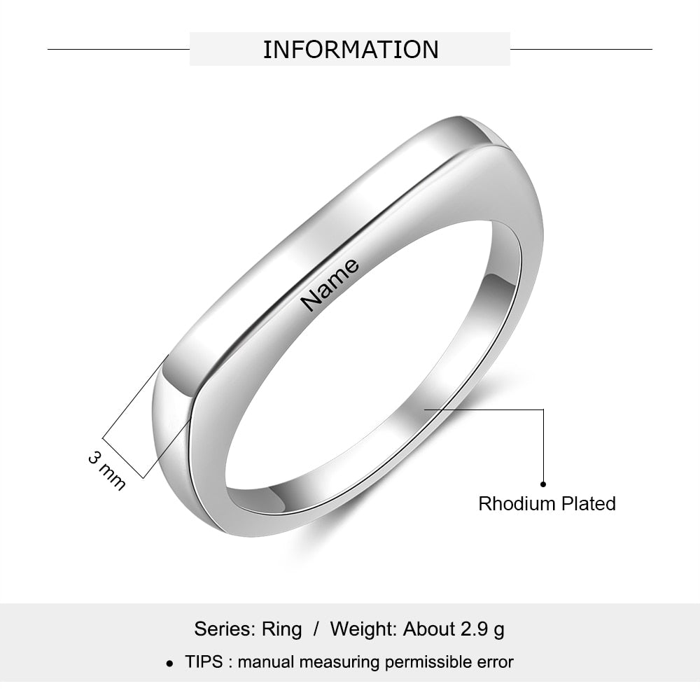 Customized Engraved Name Rings for Women Silver Color Minimalist Jewelry Ring Female Personalized Gifts-Florence Scovel