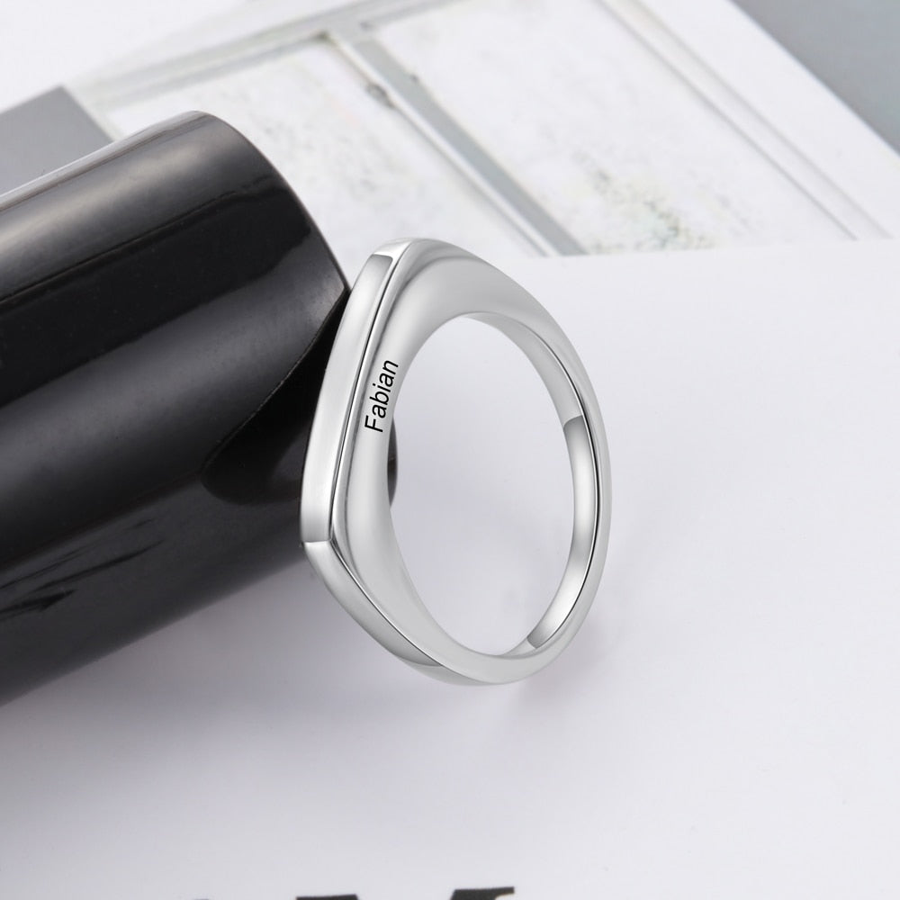 Customized Engraved Name Rings for Women Silver Color Minimalist Jewelry Ring Female Personalized Gifts-Florence Scovel