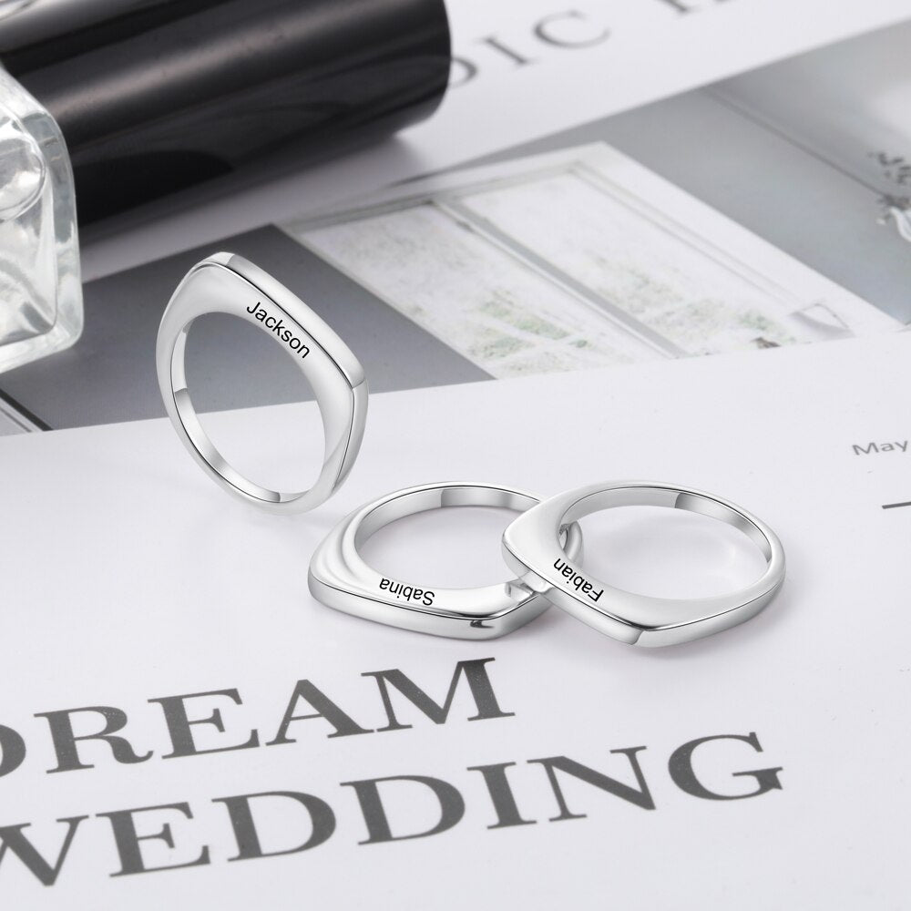 Customized Engraved Name Rings for Women Silver Color Minimalist Jewelry Ring Female Personalized Gifts-Florence Scovel