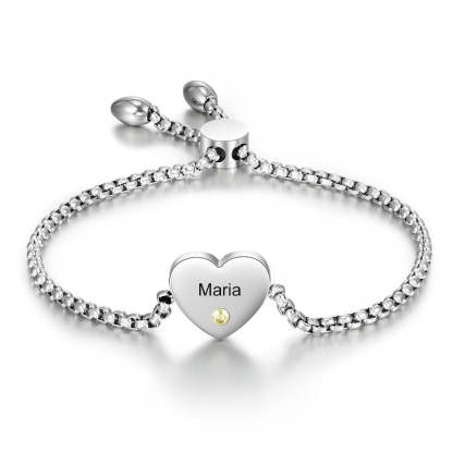 Personalized Engraved Name Heart-Shaped Bracelet-Florence Scovel