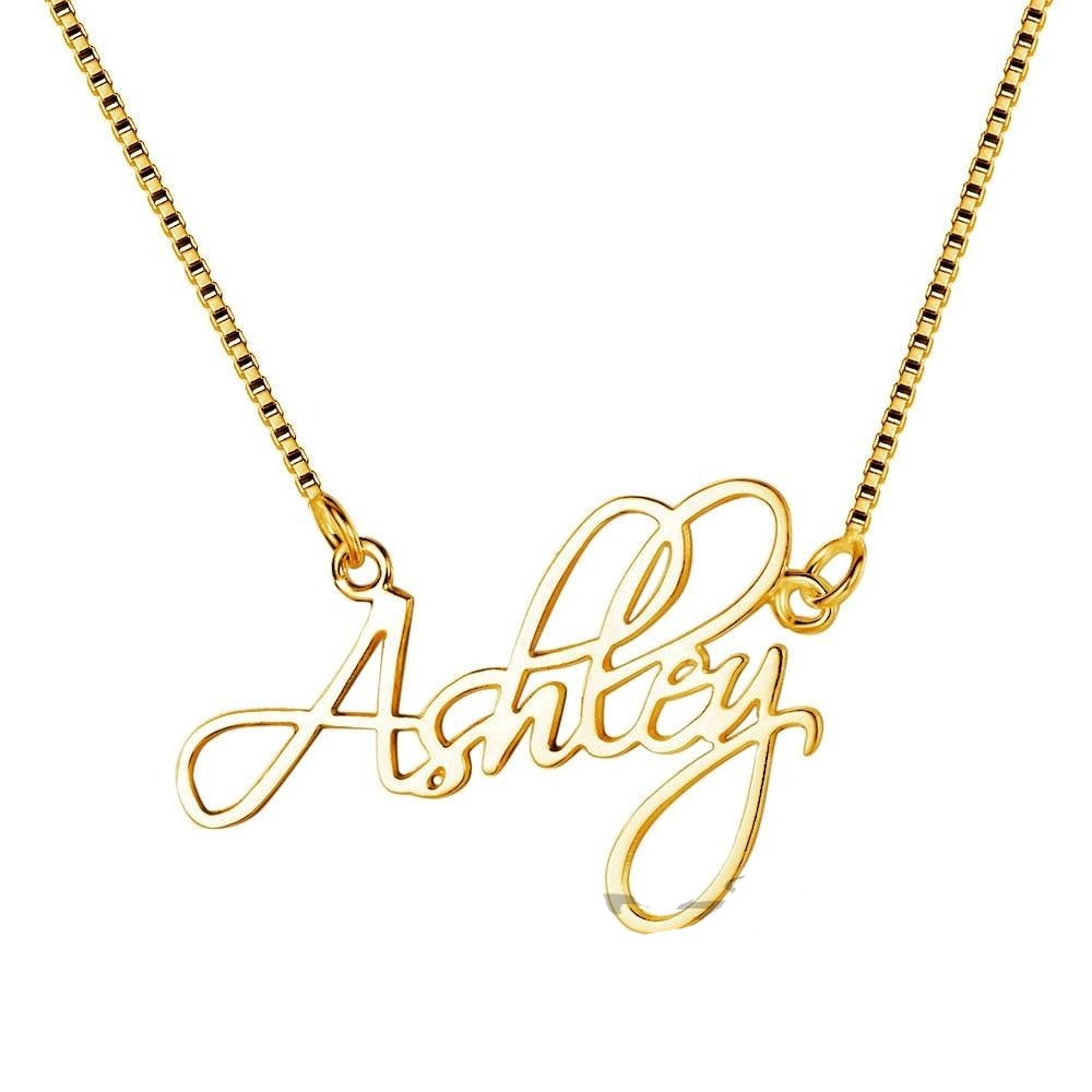 Personalized 925 Sterling Silver Name Necklace With Box Chain Christmas Gift Custom Nameplate Pendant-Florence Scovel