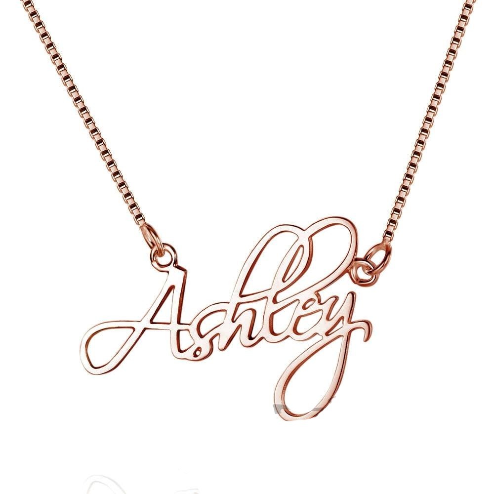 Personalized 925 Sterling Silver Name Necklace With Box Chain Christmas Gift Custom Nameplate Pendant-Florence Scovel