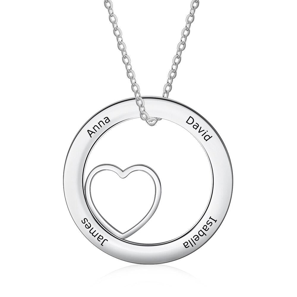 Personalized Round Cordate Necklace With 4 Names-Florence Scovel