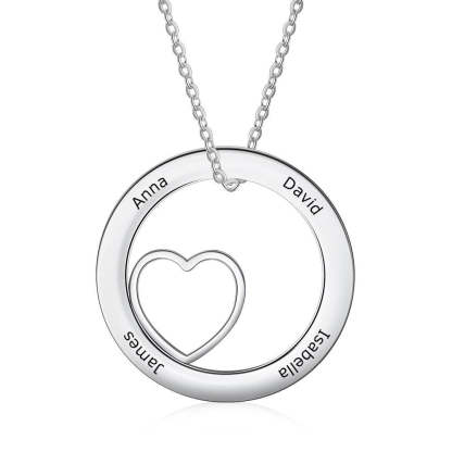 Personalized Round Cordate Necklace With 4 Names-Florence Scovel
