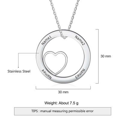 Personalized Round Cordate Necklace With 4 Names-Florence Scovel