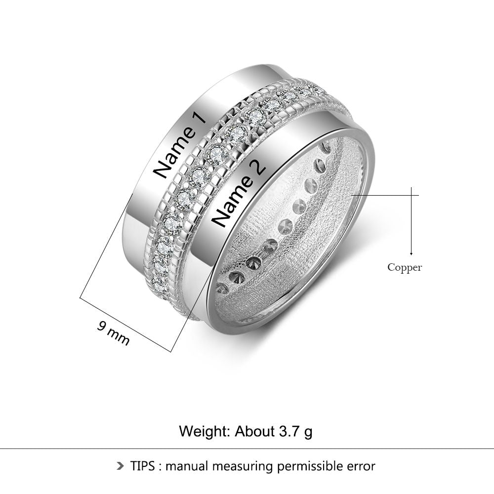 Fashion Personalized Engraved Name Rings for Women Customized Anniversary Engagement Ring with Cubic Zirconia Jewelry Gifts-Florence Scovel