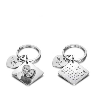 Custom Name And Date Engraved Calendar Keychains-Florence Scovel