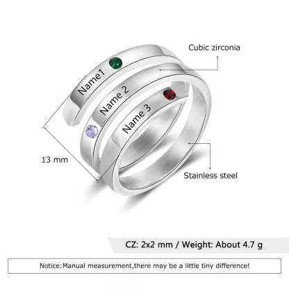 Personalized Mothers Rings Custom Name Birthstone Wrap Rings for Women Engraved Jewelry Anniversary Gifts for Mom-Florence Scovel