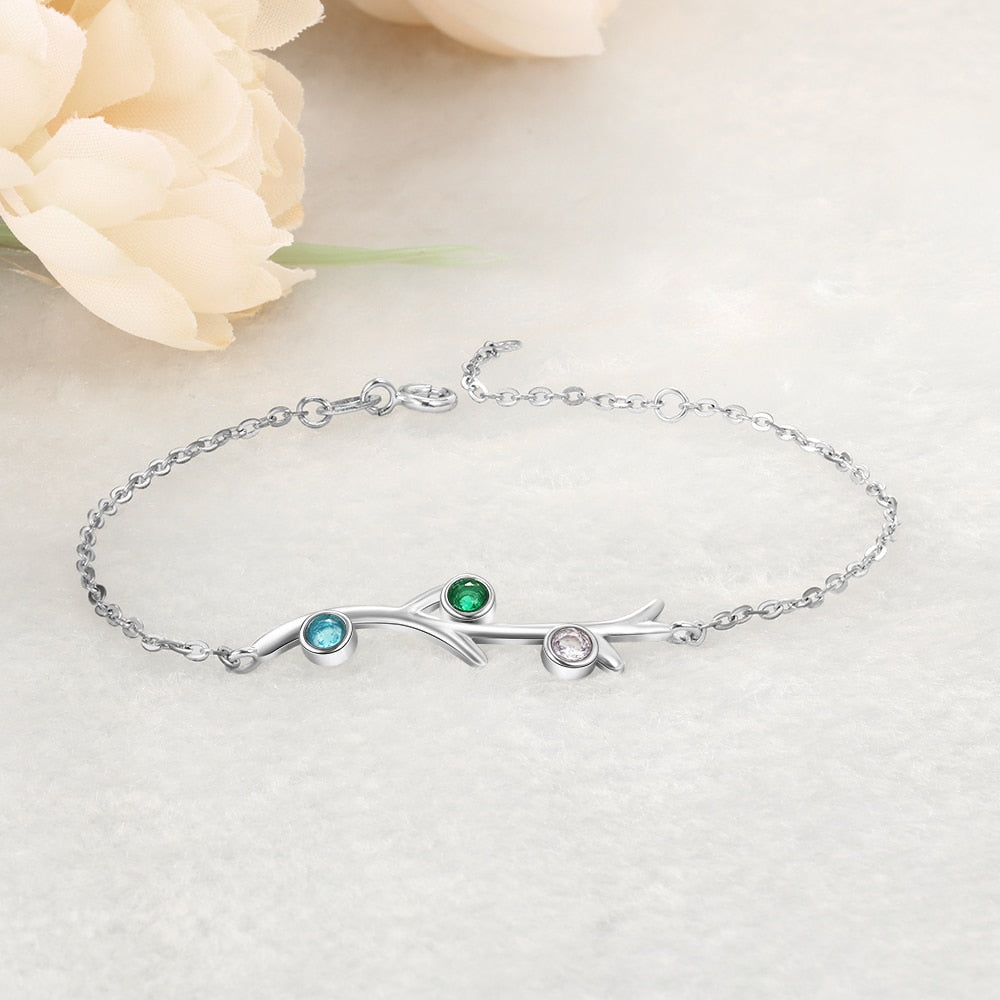 Customized 3 Birthstones Bracelets for Women Branch Bracelets & Bangles Personalized Gift Wedding Jewelry-Florence Scovel