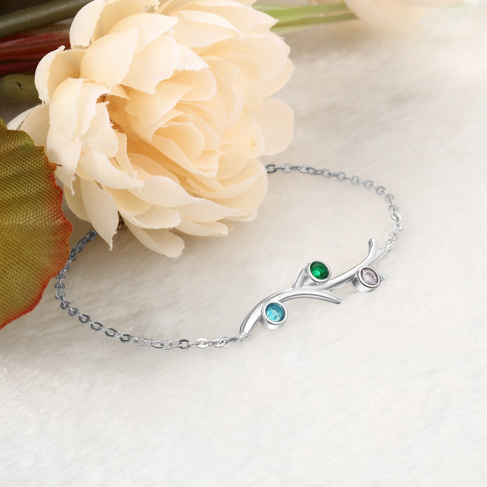 Customized 3 Birthstones Bracelets for Women Branch Bracelets & Bangles Personalized Gift Wedding Jewelry-Florence Scovel