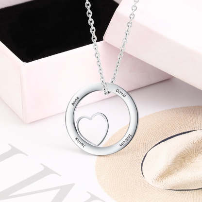Personalized Round Cordate Necklace With 4 Names-Florence Scovel