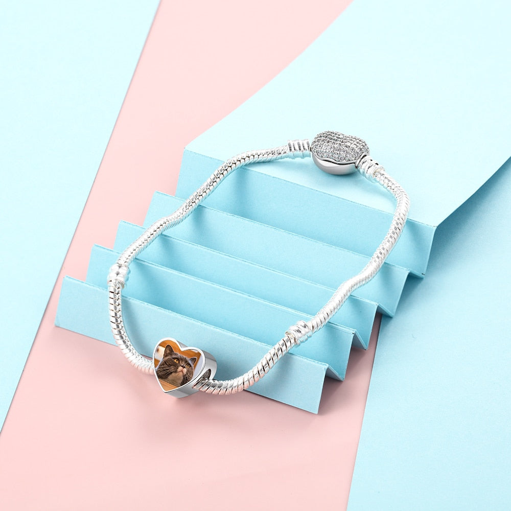 Personalized Charms Custom Photo Heart-Shape Beads For Women-Florence Scovel