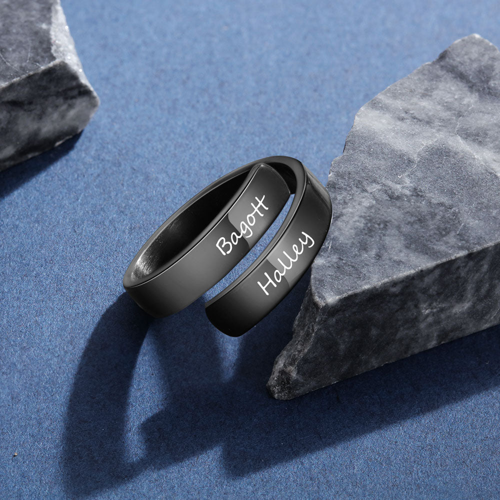 Personalized Gift Customized Engraved Name Stainless Steel Adjustable Rings for Women Anniversary Jewelry-Florence Scovel