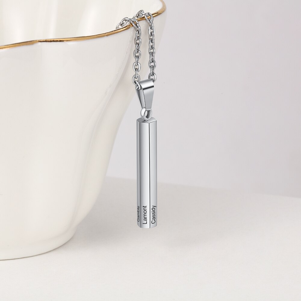 Personalized Stainless Steel Vertical Bar Necklace-Florence Scovel