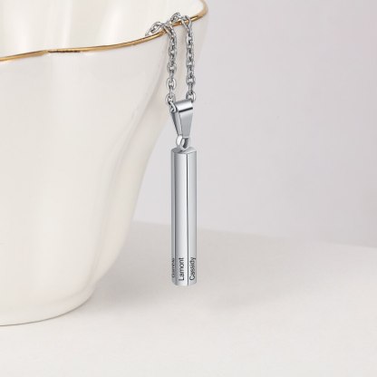 Personalized Stainless Steel Vertical Bar Necklace-Florence Scovel
