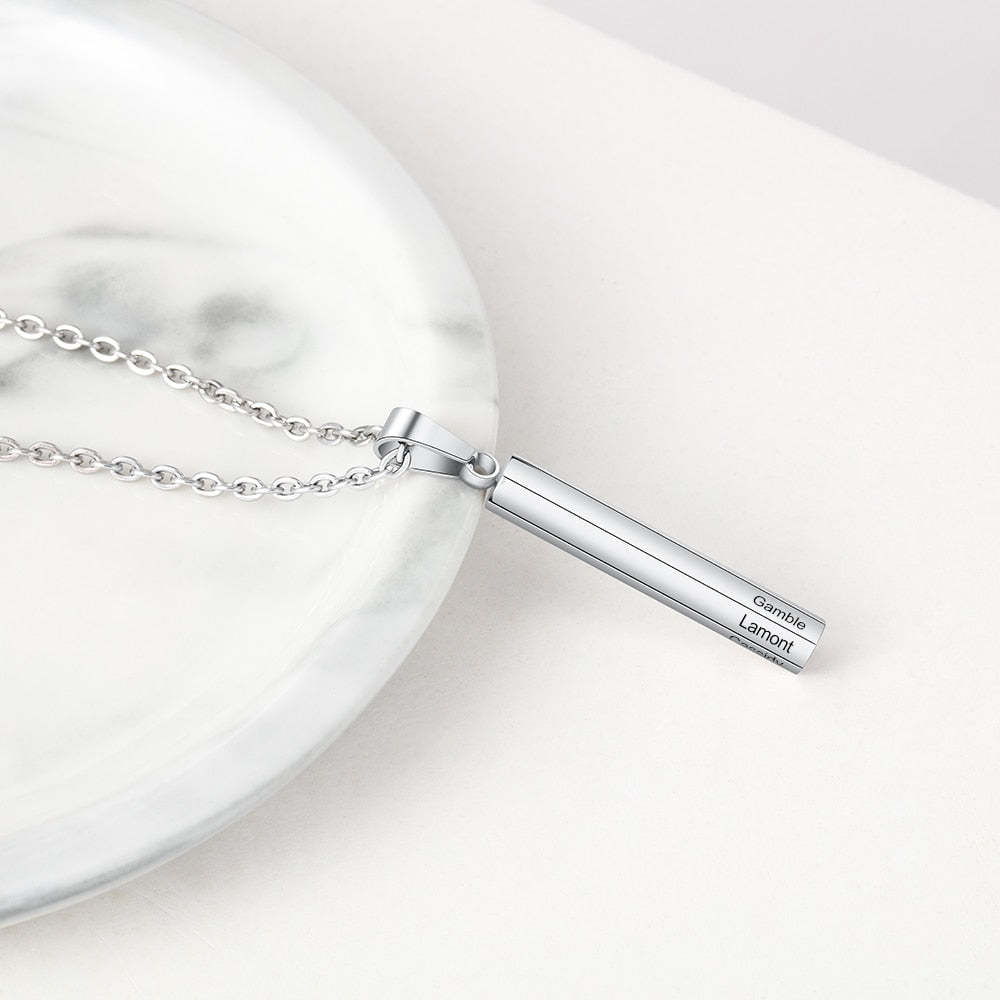 Personalized Stainless Steel Vertical Bar Necklace-Florence Scovel