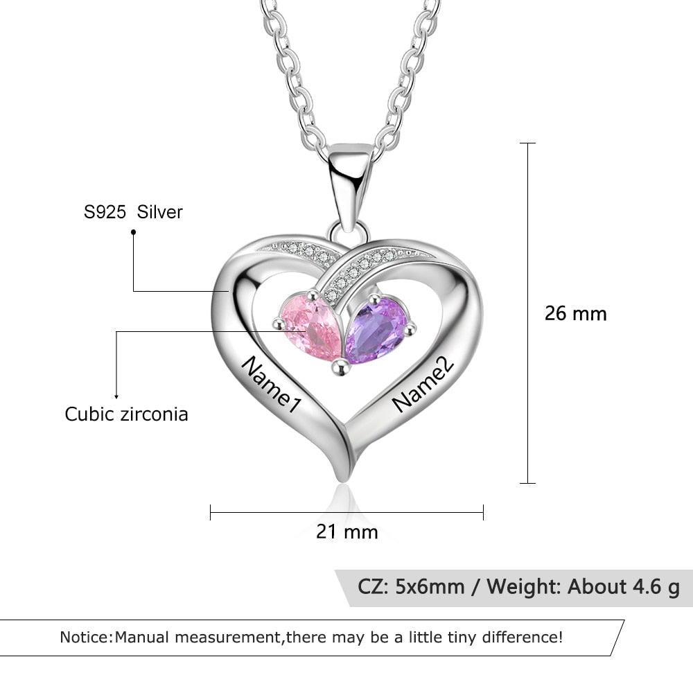 Heart Necklace with Engraving Names - Anniversary Gifts-Florence Scovel