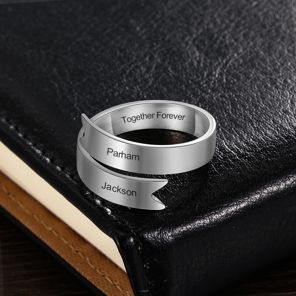 Personalized Stainless Steel Name Rings for Women Resizable Customized Engraved Ring Gift Jewelry for Girls-Florence Scovel