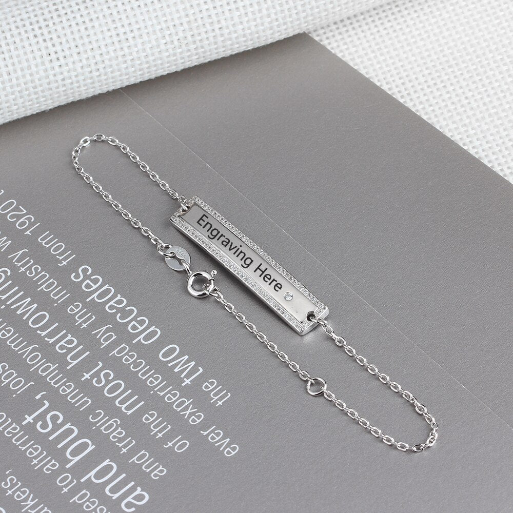 Personalized Gift Nameplate Bar Bracelets & Bangles Custom Name Engraved Chain & Link Bracelets for Women-Florence Scovel