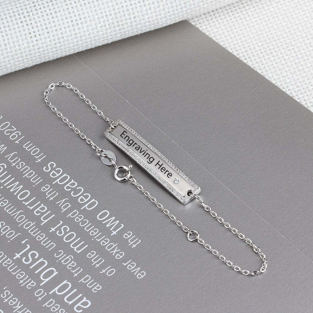 Personalized Gift Nameplate Bar Bracelets & Bangles Custom Name Engraved Chain & Link Bracelets for Women-Florence Scovel