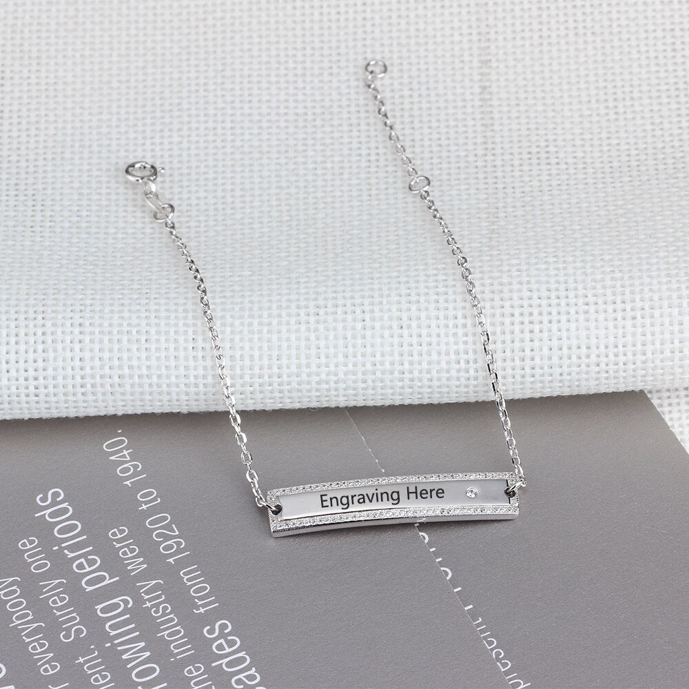 Personalized Gift Nameplate Bar Bracelets & Bangles Custom Name Engraved Chain & Link Bracelets for Women-Florence Scovel