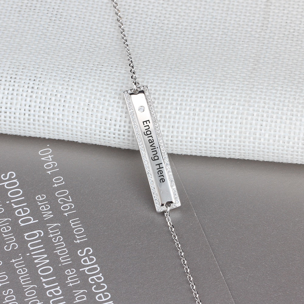 Personalized Gift Nameplate Bar Bracelets & Bangles Custom Name Engraved Chain & Link Bracelets for Women-Florence Scovel