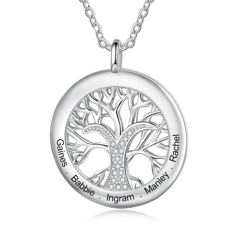 Tree Of Life Personalized Necklaces Family Jewelry Sliver Color Necklace for Women Engraved Names Memory Gifts-Florence Scovel