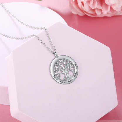 Tree Of Life Personalized Necklaces Family Jewelry Sliver Color Necklace for Women Engraved Names Memory Gifts-Florence Scovel