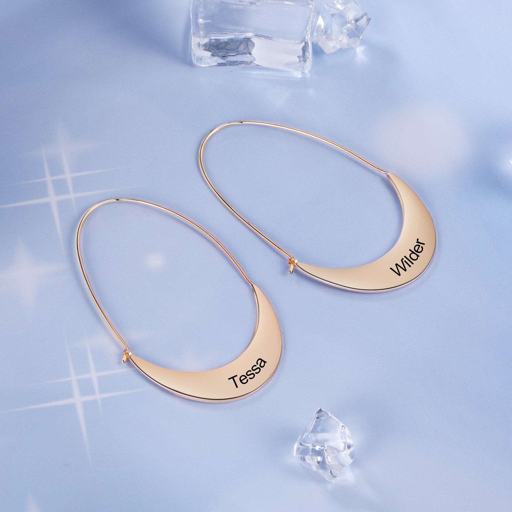 Personalized Geometric Style Engraved Name Hoop Earrings for Women-Florence Scovel