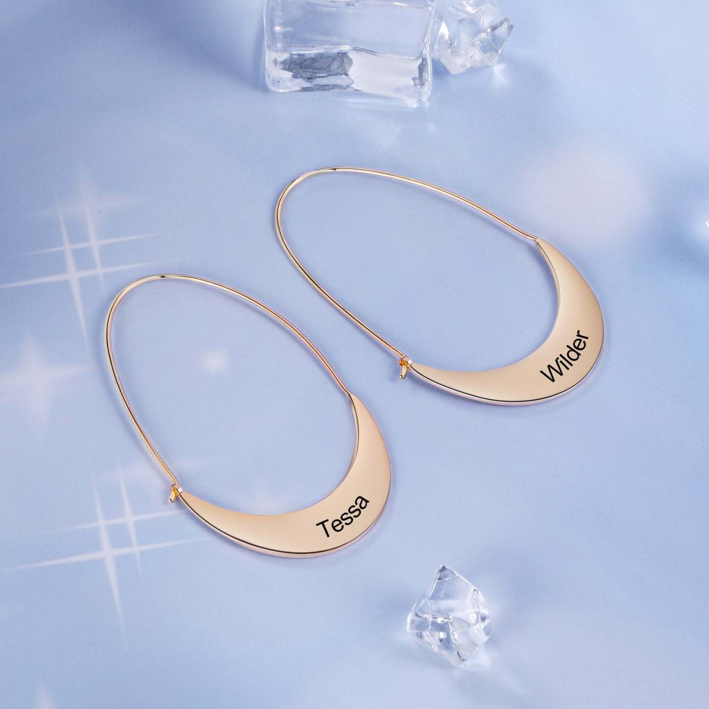 Personalized Geometric Style Engraved Name Hoop Earrings for Women-Florence Scovel