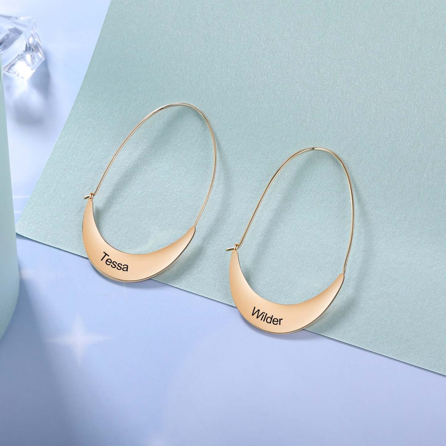 Personalized Geometric Style Engraved Name Hoop Earrings for Women-Florence Scovel
