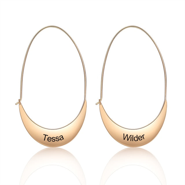 Personalized Geometric Style Engraved Name Hoop Earrings for Women-Florence Scovel