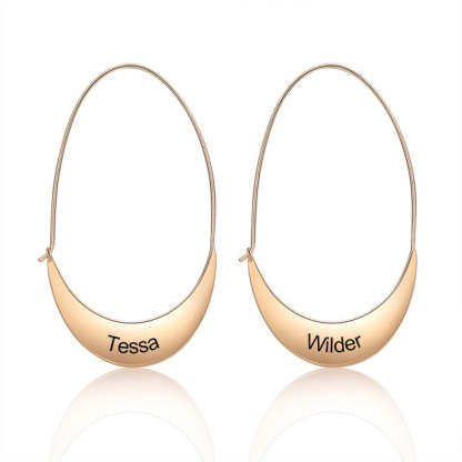 Personalized Geometric Style Engraved Name Hoop Earrings for Women-Florence Scovel