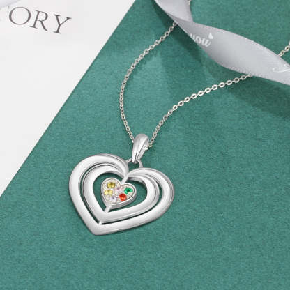 Mothers Necklace with 6 Birthstones Fine Jewelry Custom Name Heart Pendant Gift for Grandmother-Florence Scovel