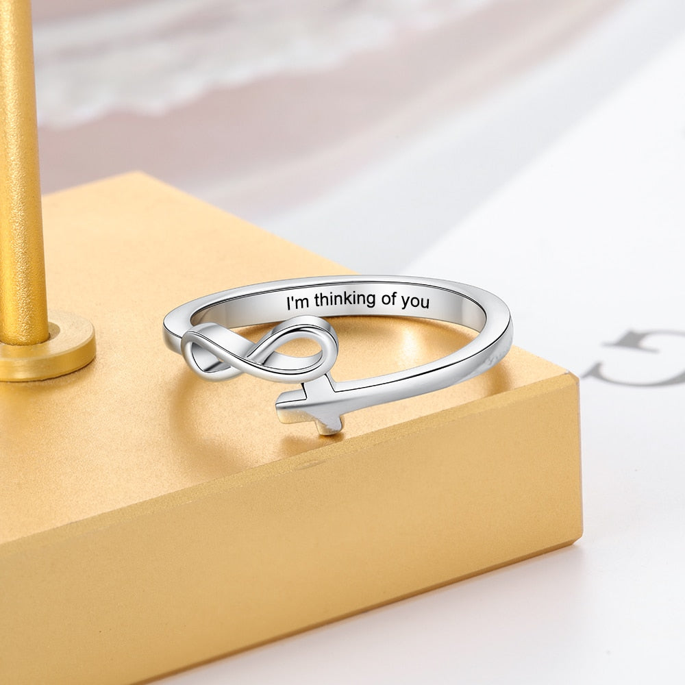 Personalized Name Cross & Infinity Love Rings for Women 925 Silver Color Customized Engraving Ring Trendy Jewelry Gifts-Florence Scovel