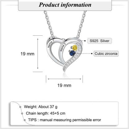 925 Sterling Silver Personalized Name Mothers Necklace with Birthstone Custom Engraved Heart Pendants S925 Fine Jewelry-Florence Scovel