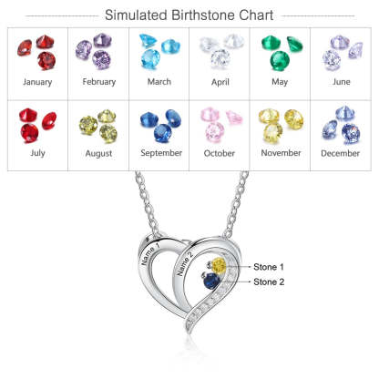 925 Sterling Silver Personalized Name Mothers Necklace with Birthstone Custom Engraved Heart Pendants S925 Fine Jewelry-Florence Scovel