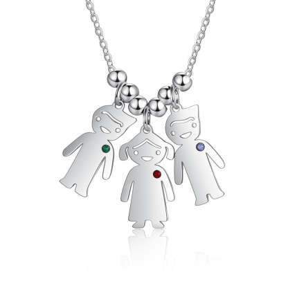 Personalized Engraved Name Boy Girl Pendant Necklace Customized Birthstone Stainless Steel Mother Kids Jewelry Gift-Florence Scovel
