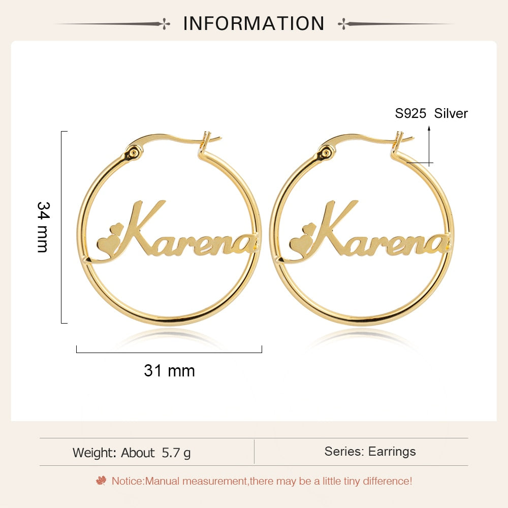 Personalized Sterling Silver Name Hoop Earrings For Women-Florence Scovel