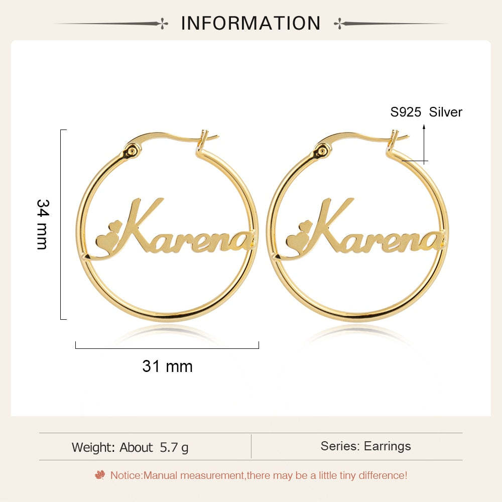 Personalized Sterling Silver Name Hoop Earrings For Women-Florence Scovel