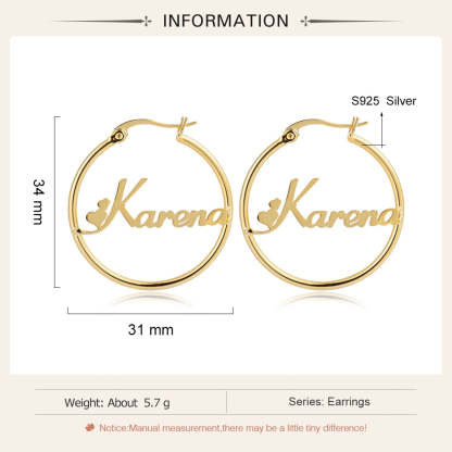 Personalized Sterling Silver Name Hoop Earrings For Women-Florence Scovel