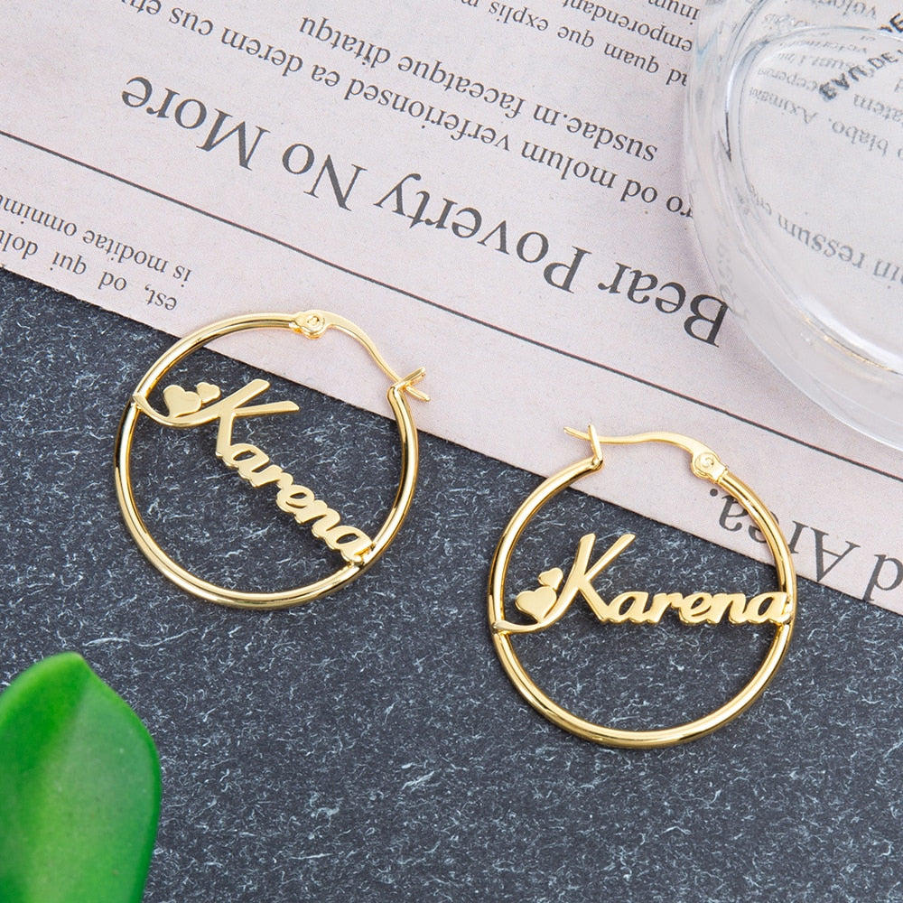 Personalized Sterling Silver Name Hoop Earrings For Women-Florence Scovel