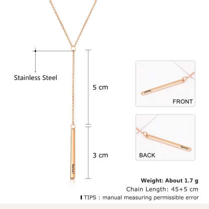 Personalized Bar Necklaces Charm Pendants Stainless Steel Jewelry for Ladies Engraved Name Anniversary Gift for Women-Florence Scovel